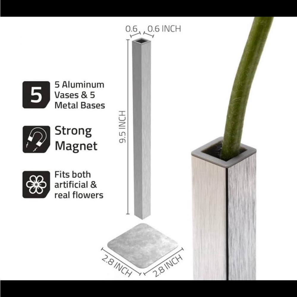 Magic Magnetic Flower Vases Modern Floating Illusion Set of 10 | Uncommon Goods - Picture 10 of 12